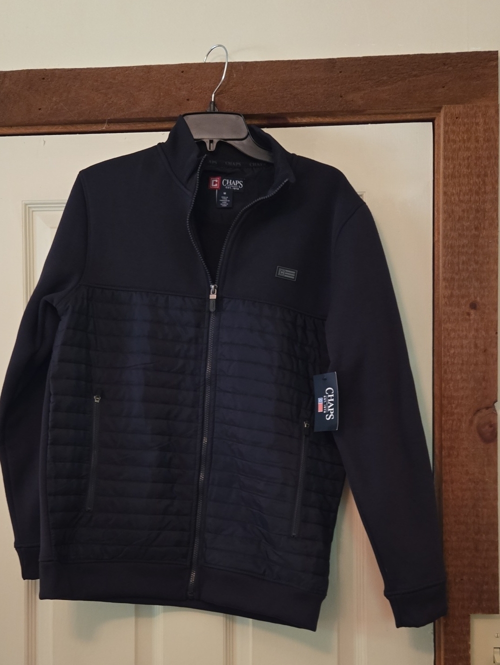 Chaps Men's Quilted Panel Full-Zip Jacket - Black. NWT . SZ M